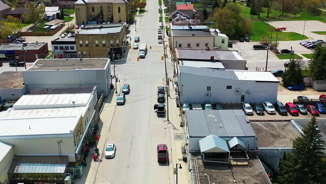 Aerial of Drayton, Ontario, Canada in spring 4K