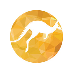 Kangaroo jumping logo template vector illustration inside a shape of circle .