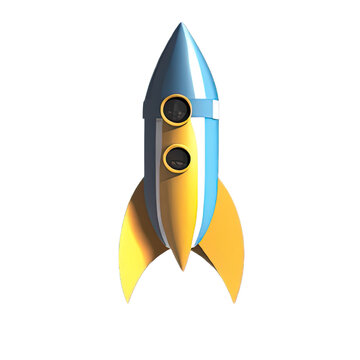 3D rocket in space Business startup and business growth concept, isolated on white background, created with Generative AI technology