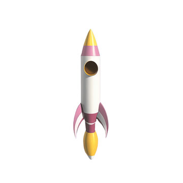 3D rocket in space Business startup and business growth concept, isolated on white background, created with Generative AI technology