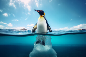Letzter Pinguin auf letztem Eisberg - Globale Erwärmung, Klimaveränderung