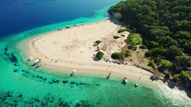 Aerial view of Marathonisi Island near Zakynthos island in Greece