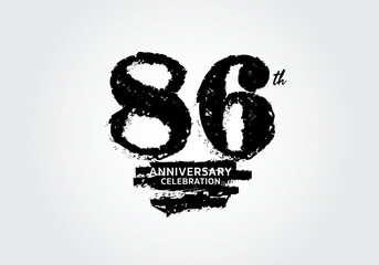 86 years anniversary celebration logotype black vector, 86th birthday logo, 86 number design, anniversary year banner, anniversary design elements for invitation card and poster. number design vector