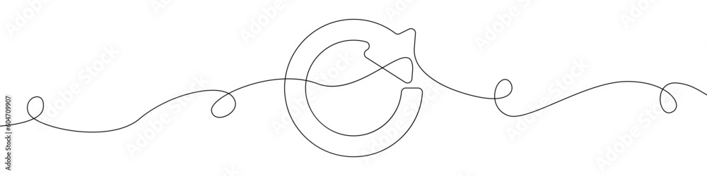 Poster arrow in a circle icon line continuous drawing vector. one line arrow in a circle icon vector backgr
