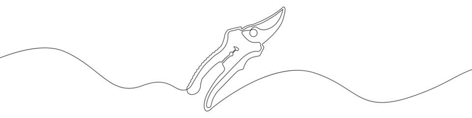 Garden secateurs icon line continuous drawing vector. One line Garden secateurs icon vector background. Garden secateurs icon. Continuous outline of a Garden secateurs icon. Linear design Gardens seca