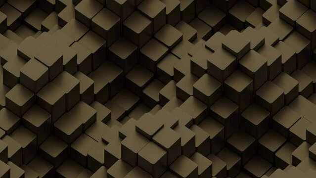 Columns of 3d cubes move in waves. Design. Wave oscillations of cubic 3d columns. 3D columns move in waves on surface of space