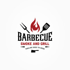 Barbecue logo design. BBQ and Grill logo design template. Barbeque logo design concept