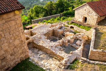 Gelati Monastery, medieval archaeological excavations next to Academy building, foundation walls,...