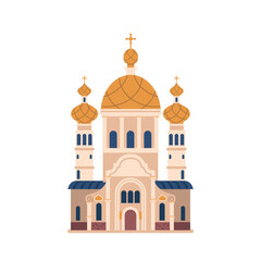 Orthodox Church Building With Unique Onion-shaped Domes. Elaborate Byzantine Religious Architecture