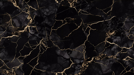 black panoramic background from marble stone texture for design tile wall art pattern gold white