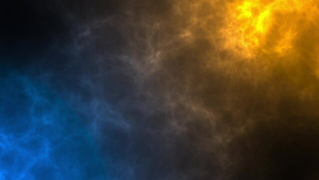 abstract animated blue and orange smoke energy background, fire versus water concept