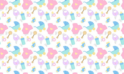seamless background with baby elements