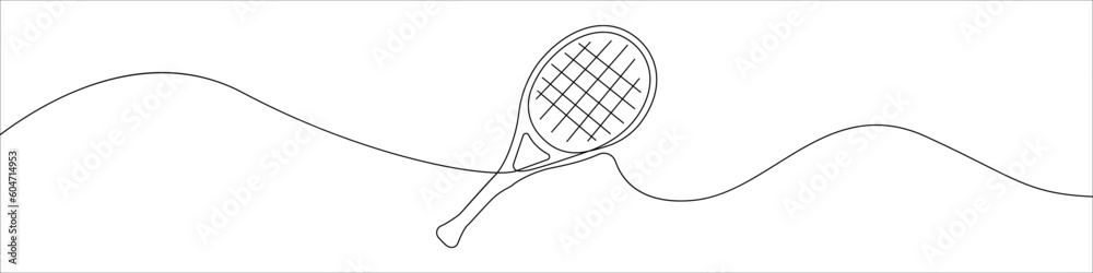 Wall mural tennis racket icon line continuous drawing vector. one line tennis racket icon vector background. te