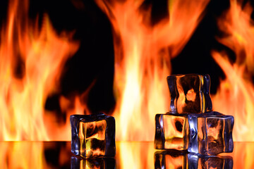 fire and ice, cold and flame on a black background 1