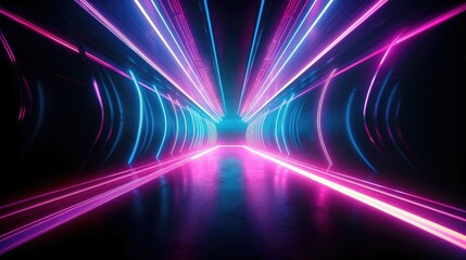 Fototapeta na wymiar Abstract neon lights tunel background