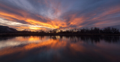 Beautiful Sunset over the Lake - 604715999