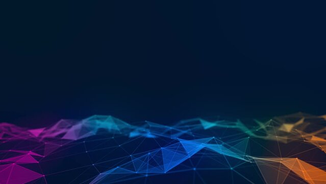 abstract colorful gradient color glowing plexus background, future technology data graph concept