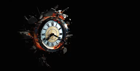 Foto op Canvas until the end of time , exploding clock concept,  Created using generative AI tools. © © Raymond Orton