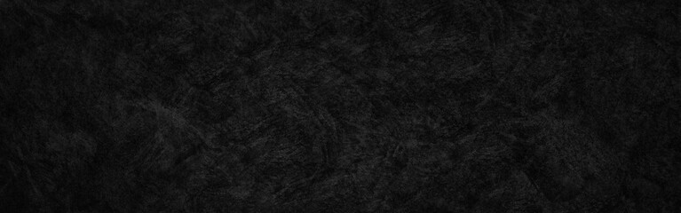 Abstract Black wall texture for pattern background. wide panorama picture. Black wall texture rough background dark concrete floor or old grunge background with black