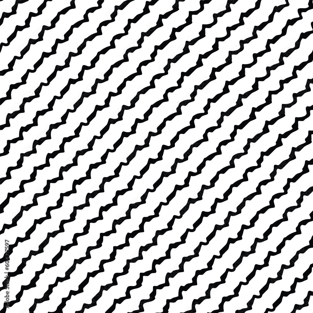 Poster abstract monochrome diagonal irregular black lines pattern art.