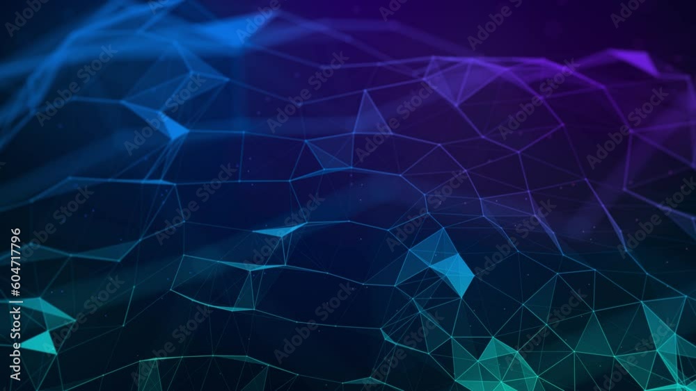 Wall mural abstract blue and purple gradient plexus background, future technology data graph concept
