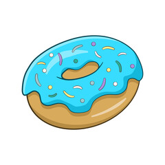 Blue donut. Cartoon. Vector illustration. Isolated on white background