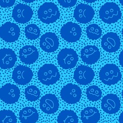 Cartoon fluffy monsters seamless spice aliens pattern for kids clothes print and wrapping paper and fabrics