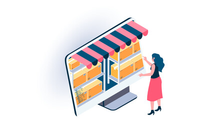 Retail Distribution Isometric Icons
