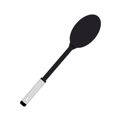Kitchen solid spoon clipart vector illustration. Simple solid serving spoon flat vector design. Solid spoon icon isolated on white. Metal spoon icon. Kitchen concept symbol icon