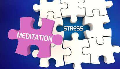Fototapeta premium Meditation Cure for Stress Achieve Inner Peace Meditate Puzzle 3d Illustration