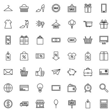 Big set of isolated Shopping line icons.