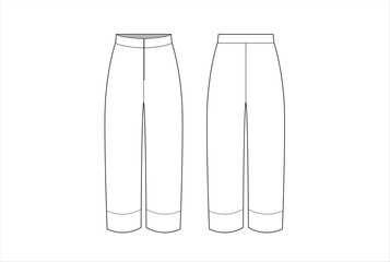 Pants, Trousers Vector Flat Sketch Template