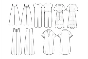 Ladies Dress, Jumpsuit, Cheap Womens Casual Pants, Cheap Jumpsuits and Rompers Vector Template