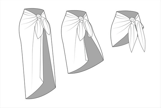 Ladies Sarong Short, Mid and Long Length Vector Template