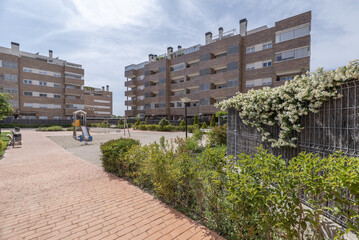 Common landscaped areas of a residential housing development