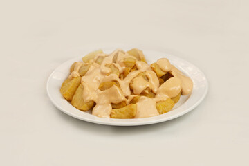 bravas potatoes, are a typical preparation of bars in Spain consisting of potatoes cut into large cubes
