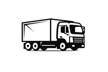 Fast moving shipping delivery truck line art vector icon for apps and web. Truck isolated on solid background, delivery concept. Generative AI