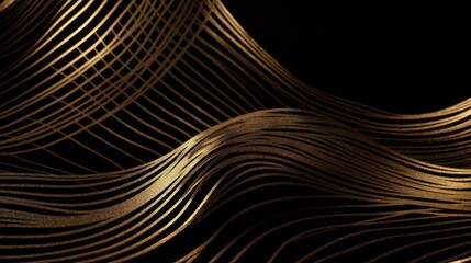 abstract background golden lines on black background.Generative AI