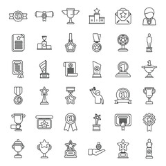 Winner awarding icons set outline vector. Rank prize. Winner award