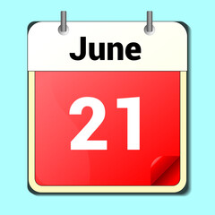 day on the calendar, vector image format, June 21
