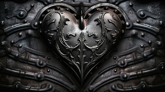 An Image Of A Metal Heart Full Of Spikes Background, 3d Art With Abstract Metal  Heart On Grey, Hd Photography Photo Background Image And Wallpaper for Free  Download
