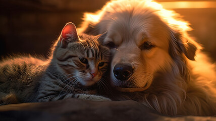 Cute friends dog and cat, loalty friends 