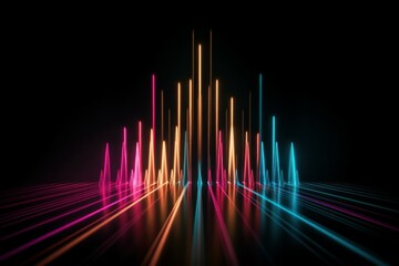 Spectrum neon lights abstract background. Futuristic parallel lines. AI generated, human enhanced