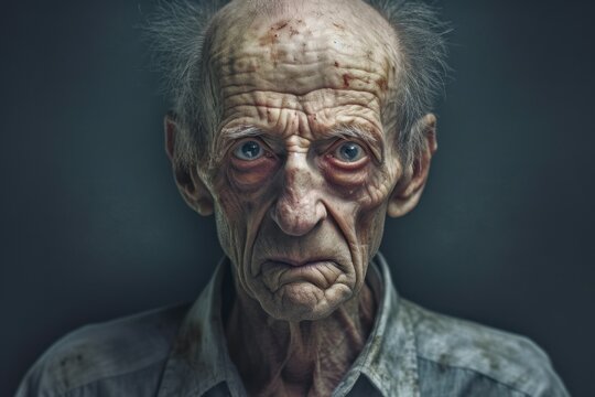 Old man zombie or monster, horror concept. AI generated, human enhanced