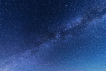 Beautiful starry night. Bright Milky Way galaxy sky. Astronomical background.