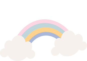 boho pastel gentle rainbow with cute clouds