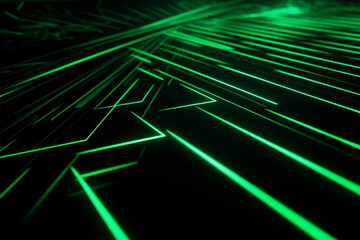 Laser line cuts through green neon background Generative AI