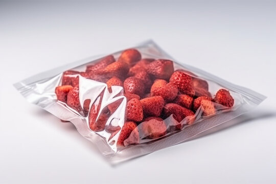 Strawberries doypack package on a white background Generative AI
