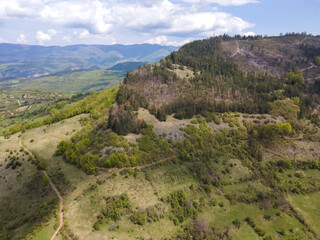 Fototapeta na wymiar Aerial view of iskar gorge near village of Bov, Bulgaria