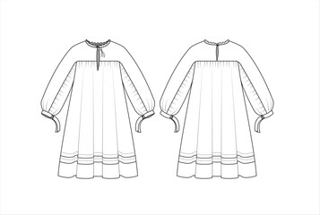 Ladies Oversized Dress Vector Template